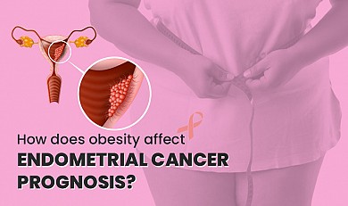 How does obesity affect endometrial cancer prognosis?